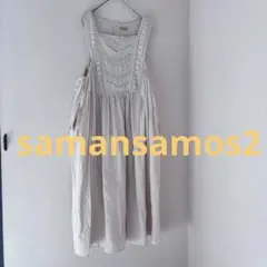 Samansa Mos2 生成り色　エプロンドレスワンピース フリーサイズ