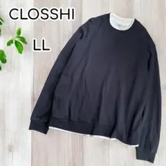 CLOSSHI USAコットンプルオーバー　長袖　レイヤード風　LL