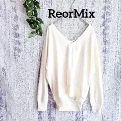 【ReorMix】 背中見せ 長袖ニットセーター アイボリー (M)