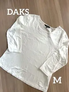 DAKS ダックス 白 長袖 レディース M相当 刺繍ロゴ入り