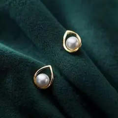 A459【1番人気⭐】ドロップピアス 1粒 淡水真珠 シンプル 上品 K18YG