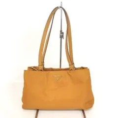 PRADA プラダ ロゴプレート ショルダー トートバッグ オレンジ ブランド