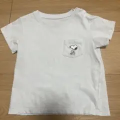 スヌーピー刺繍付き薄いブルーTシャツ