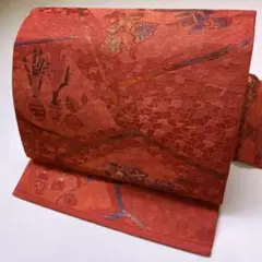 【和】9286o 九寸名古屋帯 草花文様