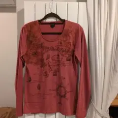 セマンティックデザイン 地図デザインBlack Label 赤 長袖 Tシャツ