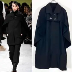 LIMI feu 09AW ウールギャバ ドッキングデザイン ワンピース 黒S