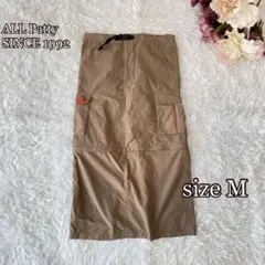 ⚫︎ALLPattyカーゴスカートM ベージュ系ジップ調節可ポケット付2WAY風