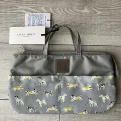 【新品】LAURA ASHLEY 紀伊國屋 限定 犬柄グレー バッグ