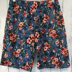 【匿名】ハーフパンツ ルームウェア ハワイアン 夏 くすみブルー