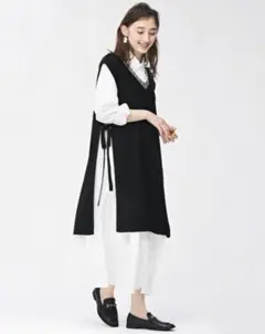 新品 GU サイドリボン ニットチュニック