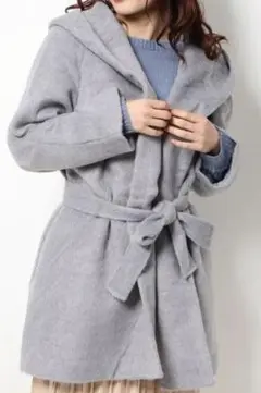 未使用 グレー ガウンコート リボン付