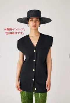 【M_】KNIT ベスト　RED FREE SIZE