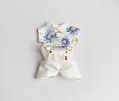 ぬい服 10cm 花柄tシャツとサロペットのセット