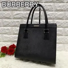 【極美品✨レア】BURBERRY ノバチェック 金具ロゴ ハンドバッグ ブラック