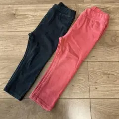 無印　長ズボン　90 赤　黒 セット