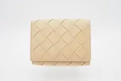 BOTTEGA VENETA 三つ折り財布 イントレチャート ベージュ Bランク