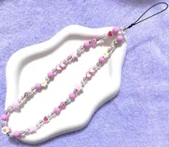 ビーズストラップ　スマホストラップ ピンク　pink 推し活