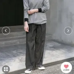 FORK&SPOON　綿麻デニムパンツ ブラック サイズ1