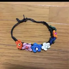 編み物 花 ブレスレット