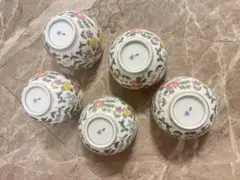橘吉　花柄陶器　茶碗　湯呑み5個セット