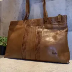 【希少】 手染め 本革 トートバッグ ショルダーバッグ ベージュ 茶 レザー