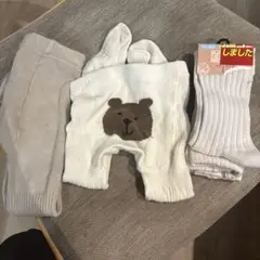 クマ刺繍付きタイツと靴下セット 80