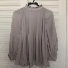 薄紫色 プリーツデザイン 長袖ブラウス Fサイズ