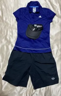 テニスウェア　adidas セルジオタッキーニ　上下セット　サンバイザー
