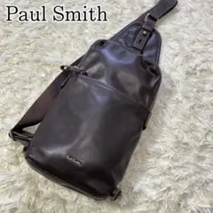 ポールスミス ショルダーバッグ ボディバッグ ゴールド金具 レザー ブラウン