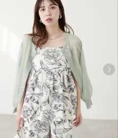 natural couture ブッチャー線画花柄プリントキャミチュニック