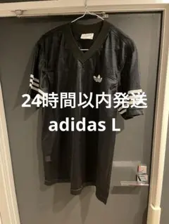 90s adidas フットボールシャツ　L メッシュ　黒　ブラック　重ね着