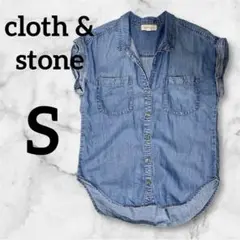 ✨海外古着✨ cloth & stone【S】半袖シャツ デニム デニムブルー