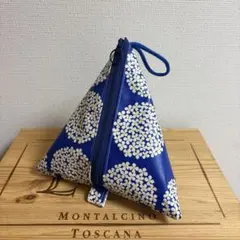 ハンドメイド　紫陽花柄　雨の日用給食袋　ラミネートポーチ