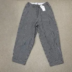 a.M コットンチェックタックパンツ　F