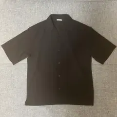 GU ジーユー メンズ レディース オープンカラーシャツ ブラック 黒 S