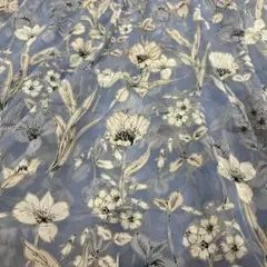 薄青色 花柄 シフォン生地