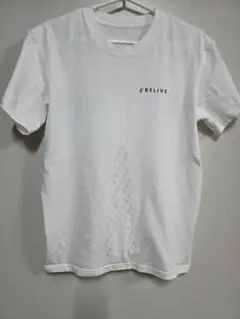 リライブホワイトTシャツ 裏にインクに鉱石を混ぜたプリントあり