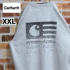 《カーハート》美品 バックビッグロゴ ライトグレー XXLサイズ スウェット