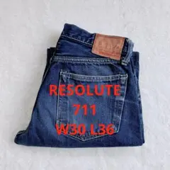 RESOLUTE リゾルト 711 デニム 濃紺 耳付 革パッチ　W30　L36