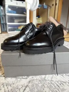 未使用品ブラックレザー レースアップシューズ WH2s-0001(Blk6.5)