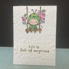 ⑤バースデーカード　てんとう虫のキャラクター