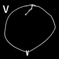 V ネックレス イニシャル アルファベット 小さめ カップル ネック