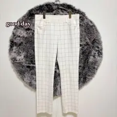 ●good day ストレッチカジュアルパンツ（L）チェック柄　コットン