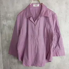 日本製【レスピーギ】紫の７分袖シャツトップス　コットン100%　L