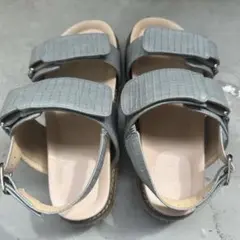 レディース　サンダル　24.5センチ　くすみ水色　中古　使用感あり