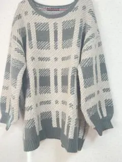 Heather / チェック柄ニットビッグチュニック