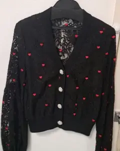 ダブルスタンダード　黒 レース カーディガン ハート刺繍　未使用に近い