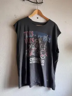 90s グッドレギュラー　ノースリーブ　フェード　ブロック　カットソー　黒　古着