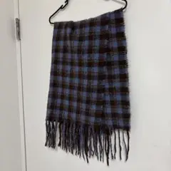 チェック柄マフラー ブラウンと青