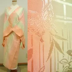 ピンクと黄色のぼかしに桜や蝶 長襦袢(袷)